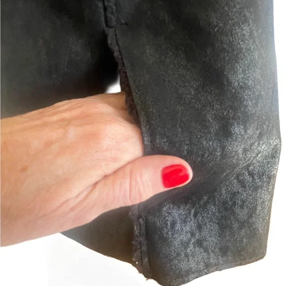 Dylan Faux Leather & Sherpa Waterfall Vest Black Fall Jacket Washable Pockets - Picture 4 of 6